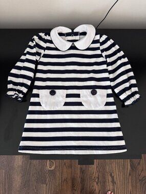 The Beaufort Bonnet Company Girls Navy and White Striped Dress size 2T